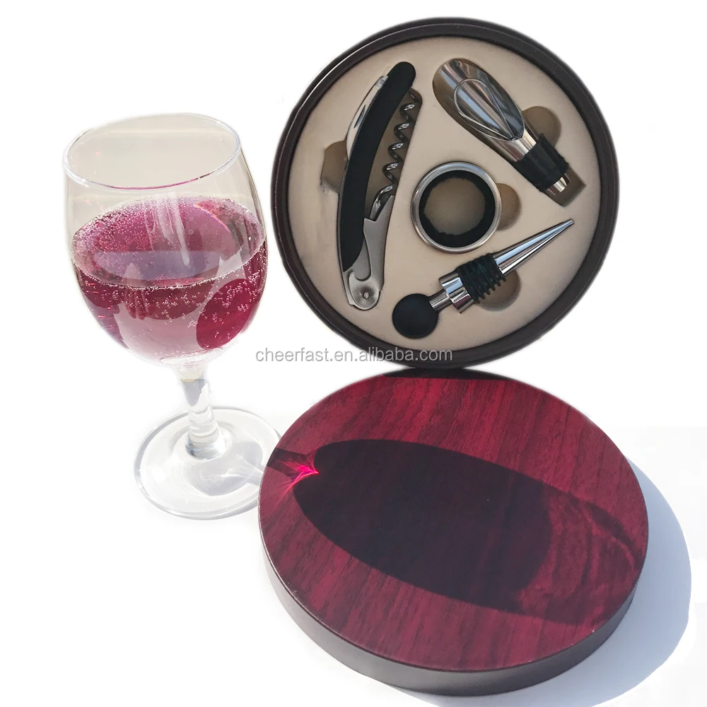Excellent Cheerfast Wholesale wood case Wine Gift Set 4 Piece Accessories