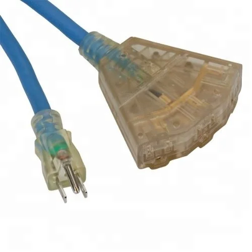 OSHA NRTL Compliant Cold Weather Extension Cord w/Lighted End & 3 Outlets