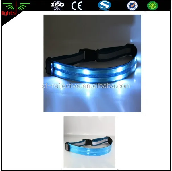 usb led rechargeable luminous adjustable reflective outdoor running cycling sports safety flashing light up elastic waist belt