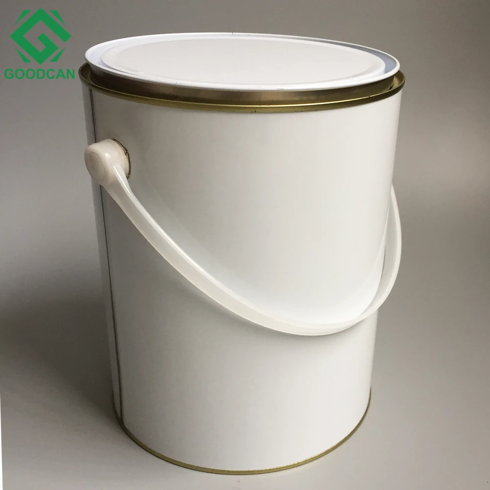 
5 liter white empty paint metal tin cans with cover lid 