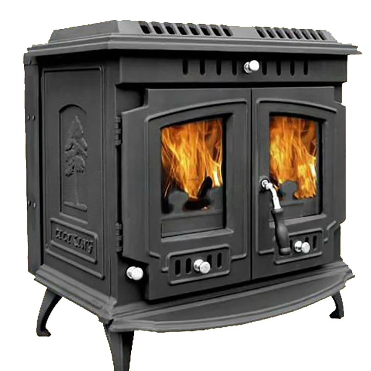 Indoor Freestanding Cast Iron Wood Burning Boiler Stove With Double Doors