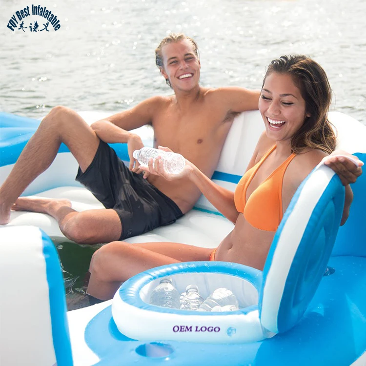 2019 HIGH Quality  6 person cheap rubber person air inflatable towable fishing boat kayak with cooler with canoy SALE COMMERCIAL