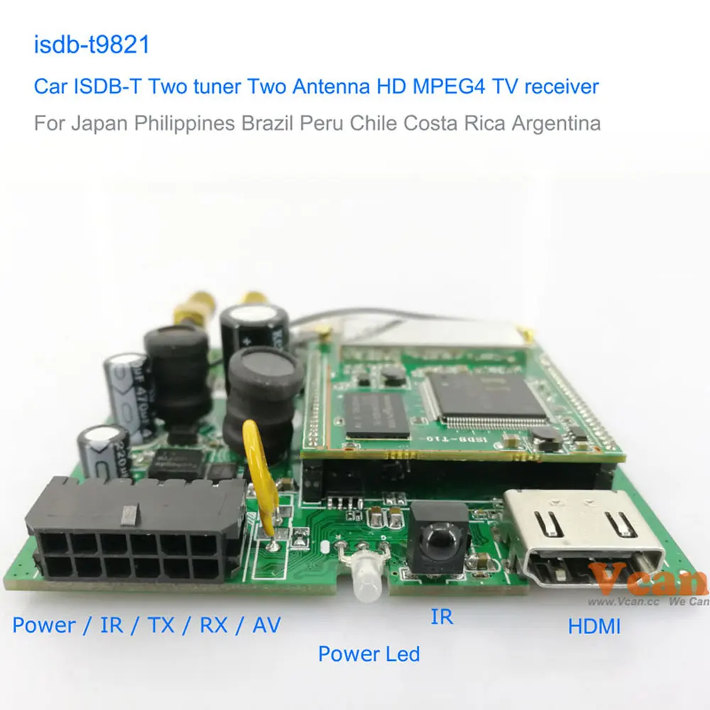 Japan ISDB-T9821 car isdb t set top box auto isdbt b-cas card bcas automobile full segment 1 seg two antenna dual FCI tuner
