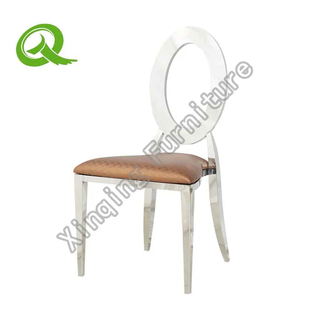 B310 Modern PU leather stainless steel luxury metal frame banquet dining chair for wedding and hotel
