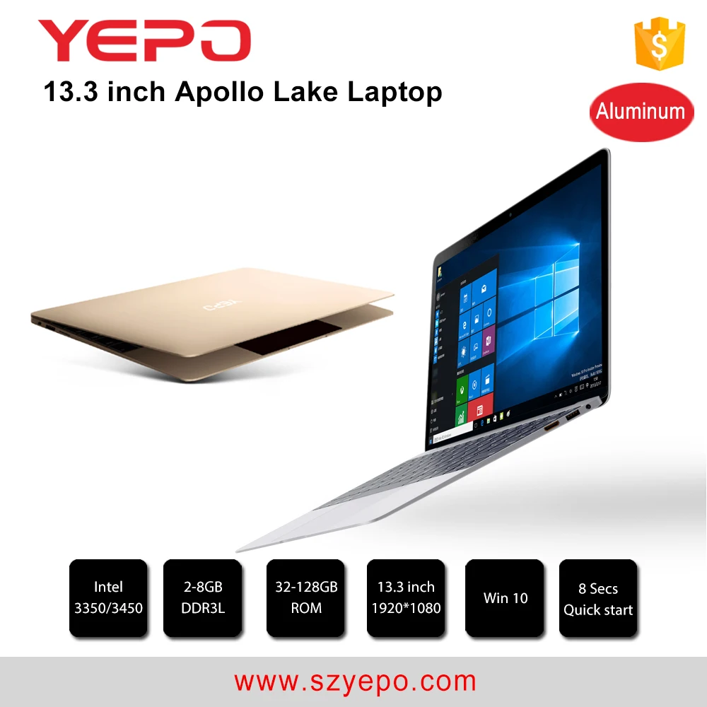 
Original Brand YEPO 13.3' Laptop Intel Celeron Quad Core 6+64GB Notebook Computer metal case Netbook 
