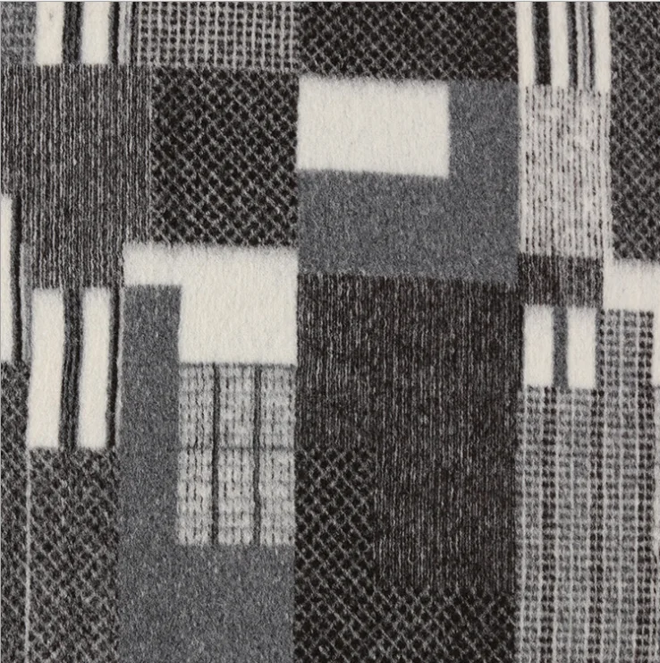 80%wool jacquard knit check pattern boiled woolen fabric for garment LYKW123