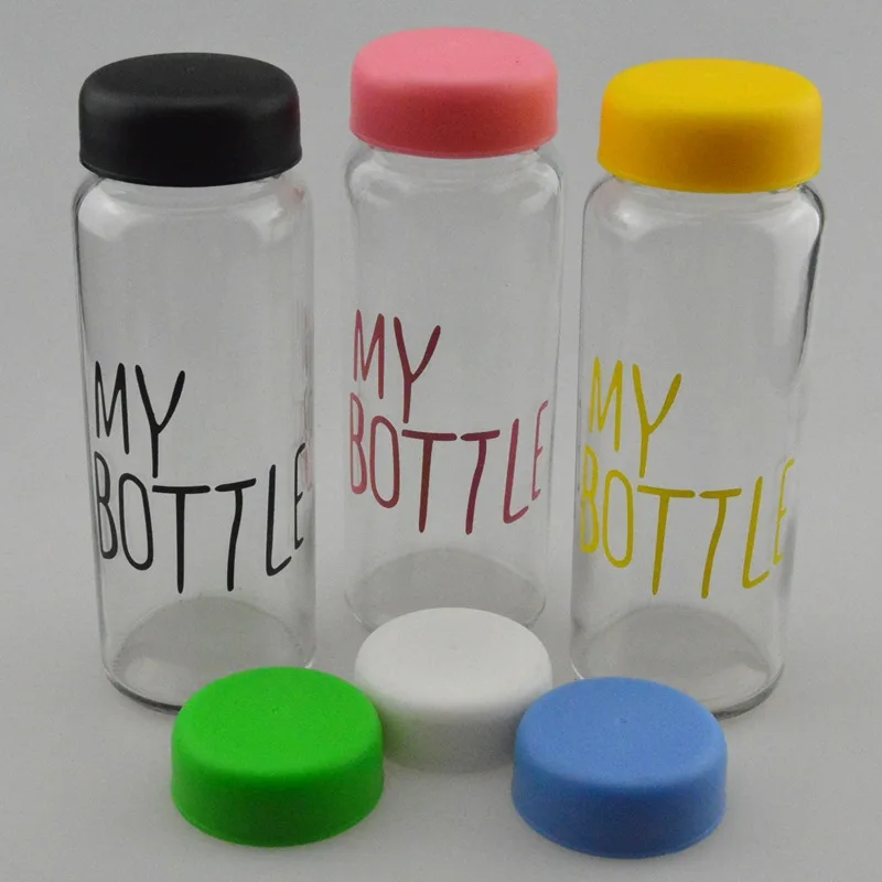 Gift Sanding Surface Glass Water Cup With Cap 450M Big Mouth, Handle Jar, Fashion Glass My Bottle