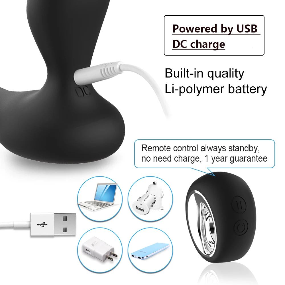 
wholesale adult sex anal plug toy silicon boys masturbator electric shock prostate massage with remote control 