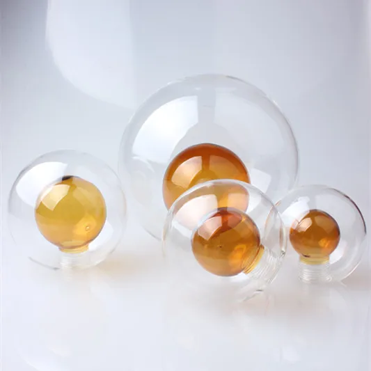 wholesale lighting factory party home decorative stained glass lamp shade double wall amber color glass lamp cover with screw