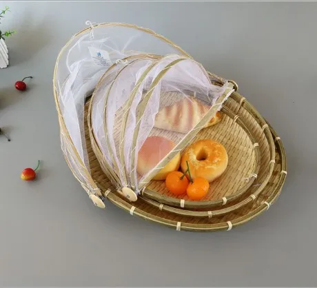 Natural bamboo anti-mosquito/ insect prevention outdoors bread/ food service  plate