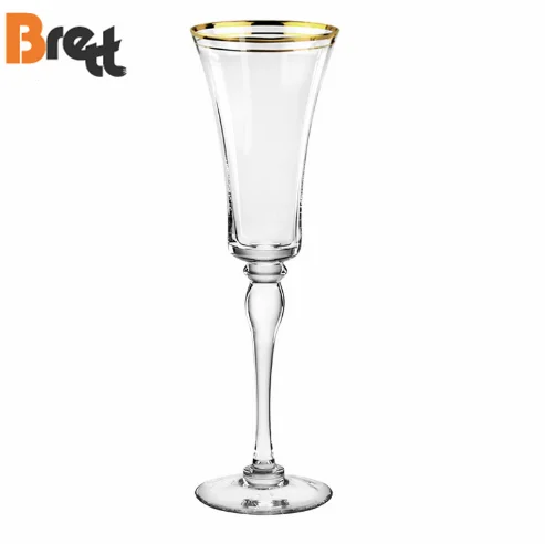 Guangzhou wedding glassware brands crystal gold rim wine glass stemware