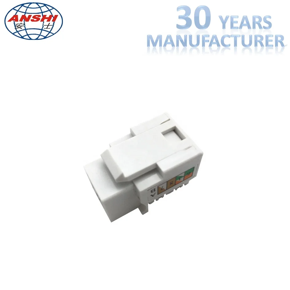 ANSHI RJ45 Cat5e 8P8C 90 degree UTP Punch Down Network Keystone Jack with dust cover