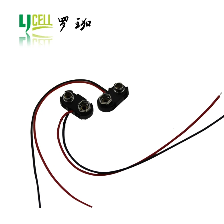 Black 9v Battery Snap Clip With The Lead Wire,Hard Plastic Shell