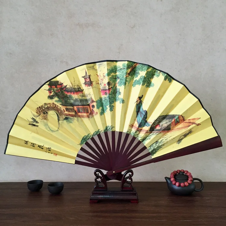 Chinese Bamboo round Paper Fan large with full color printing