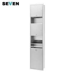 Paper towel dispenser, embedded electric hand dryer machine, waste bin combination