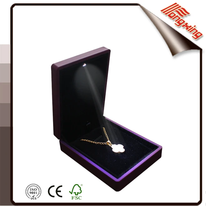 Top Sale Luxury Purple High Quality Custom Jewelry Gift Box With Led Light Jewelry packaging box
