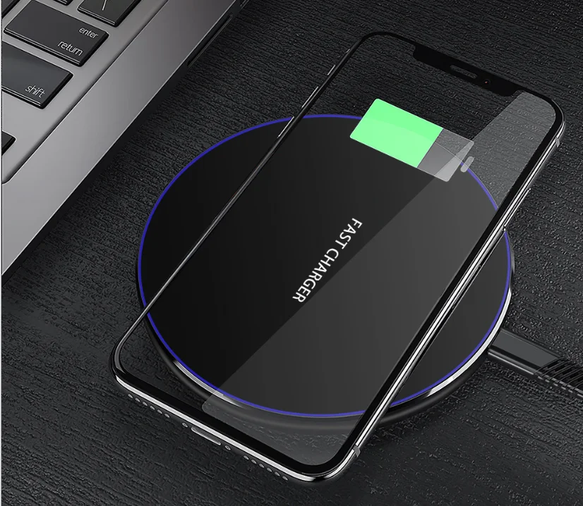 Office desk charging pad Round pad  wireless charging pad QI Fast phone Charger 10W fast  wireless charge phone