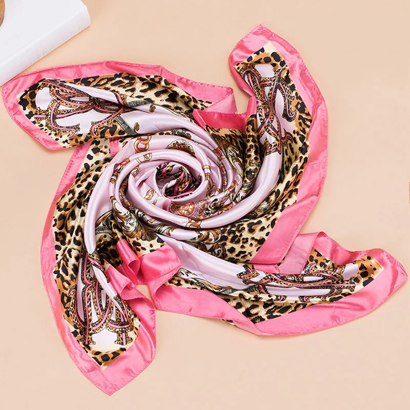 90cm*90cm hijab scar Silk Square classical Scarf Women Fashion High Quality Imitated Silk Satin flower printing Scarves Shawl