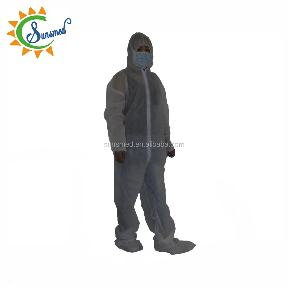 disposable protective coverall nonwoven PP disposable Coveralls with shoe covers coverall with hood