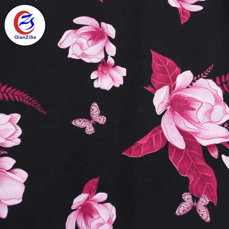 Free sample summer flower chiffon printed fabric for women dress