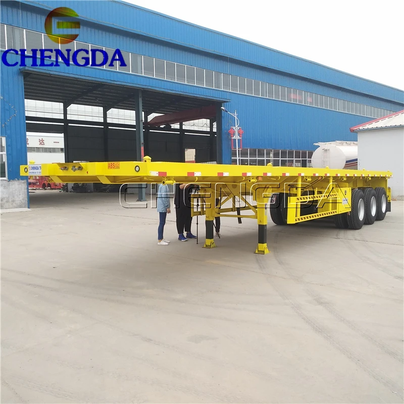Best price Factory Sale 2 axle s Tri-axle 20ft 40 feet 40ton container semi flat bed flatbed trailer