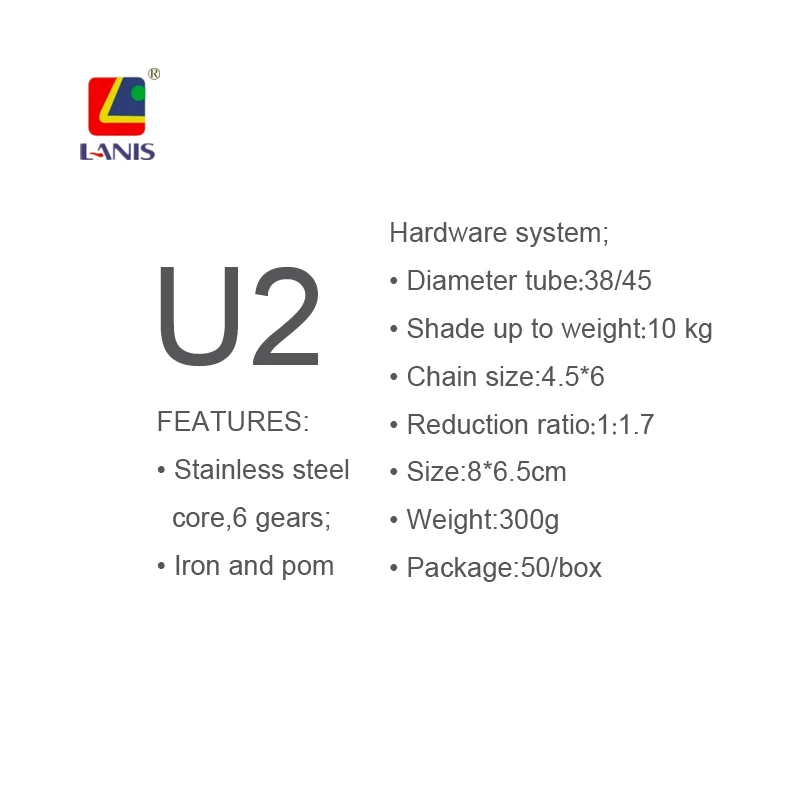 LANIS U2 Hot sale heavy duty roller blind accessories window curtain clutch roller blind mechanism of zebra blinds parts