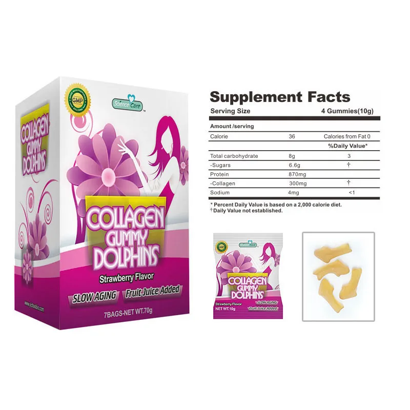Fruit juice added gelatin collagen gummy Dolphines