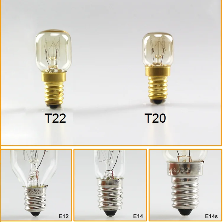 Appliance Oven Refrigerator Bulbs 15W 25W T18 E20 T22 High Temp Bulb Lamp