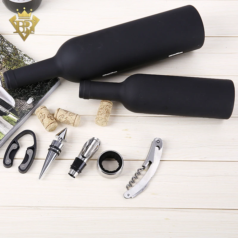Perfect Gifts 3pcs Bottle Shape Case 3 Pieces Wine Bottle Accessory Kit