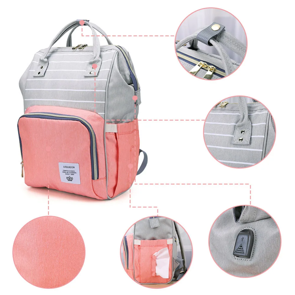 USB Diaper Bag Baby Care Backpack for Mom Mummy Maternity Wet Bag Waterproof Baby Pregnant Bag