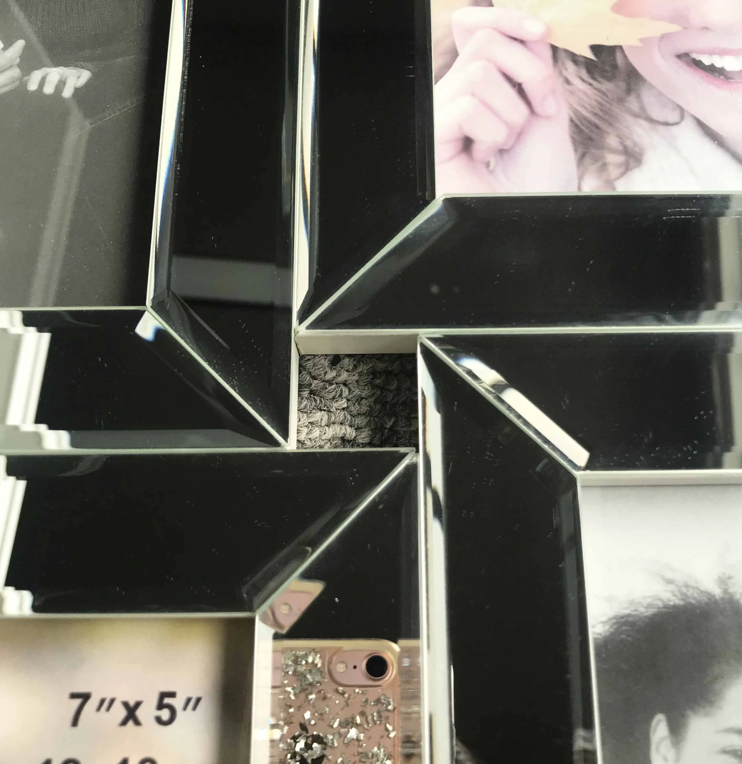 Beveled mirror photo frame, Collage picture frame, MDF mirror frame