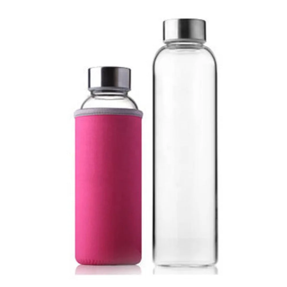 Оптовая продажа, 550 мл, небьющиеся цветные прозрачные матовые боросиликатные бутылки для питьевой воды с силиконовым рукавом (60777113384)