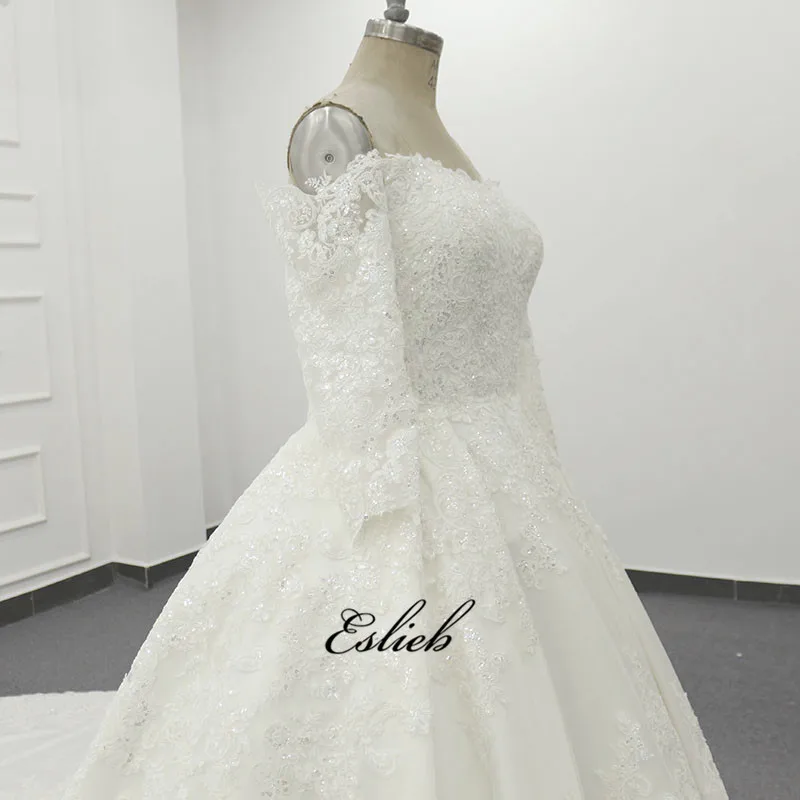 Eslieb SJ026 Elegant Gold Wedding Dresses With Sequins Ball Gown Arabic Luxurious Wedding Gowns dress 2019 Robe