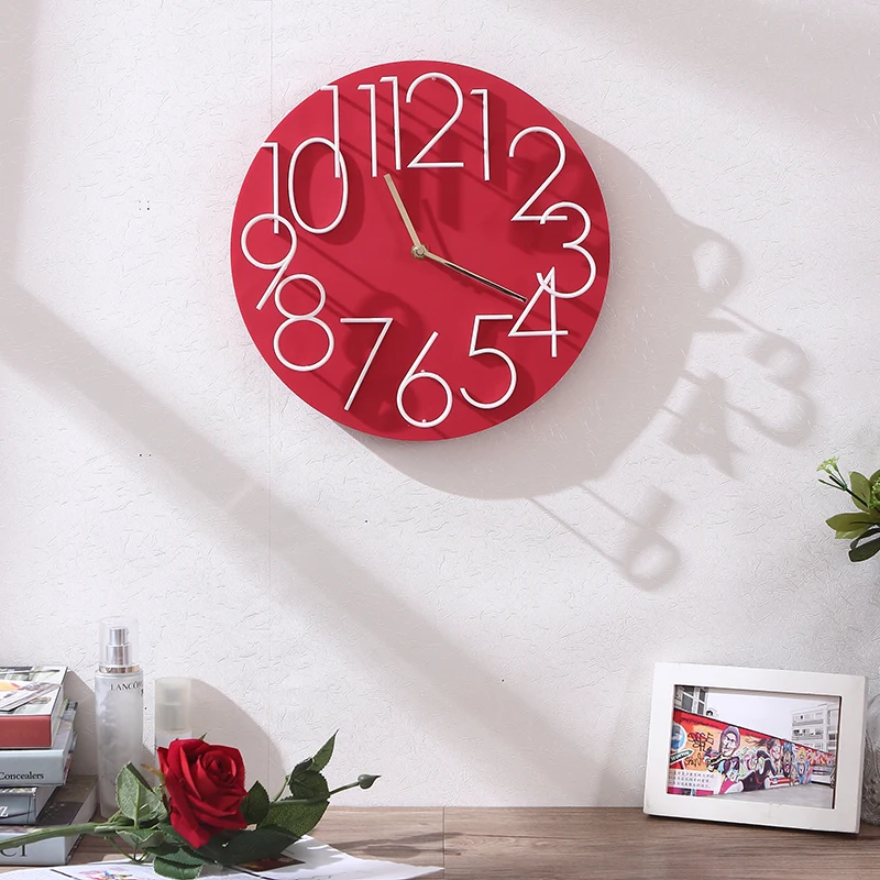 Modern Creative round 12-inch Wall Clock - 3 stairs digital numbers