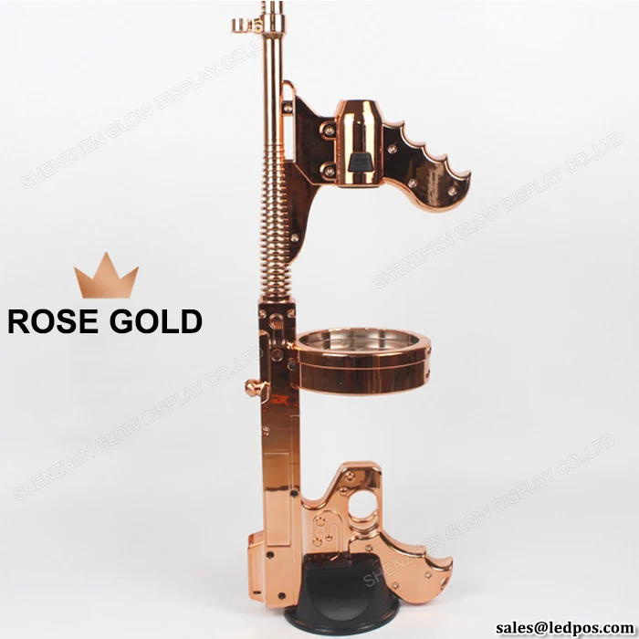 Silver Gold Rose Gold Rechargeable LED Champagne Gun Sprayer Machine with Jet Nozzle Pourer Convert Base