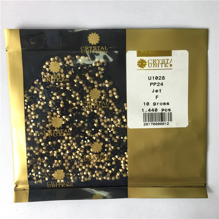 10 gross packing PP24 Jet Top Quality point back strass chaton factory directly wholesale