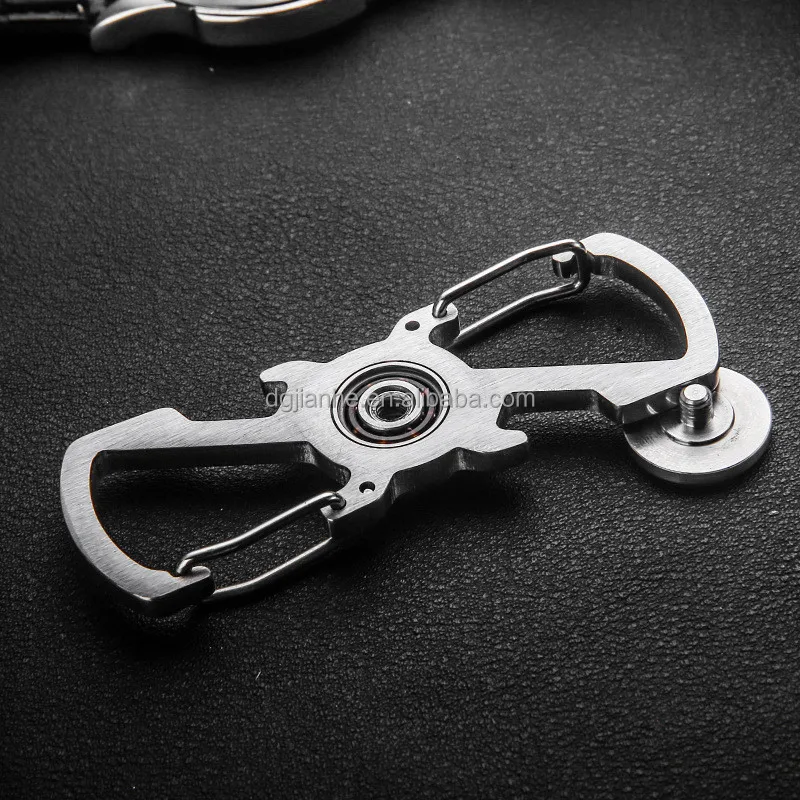 high quality stainless steel car fidget hand spinner opener keychain