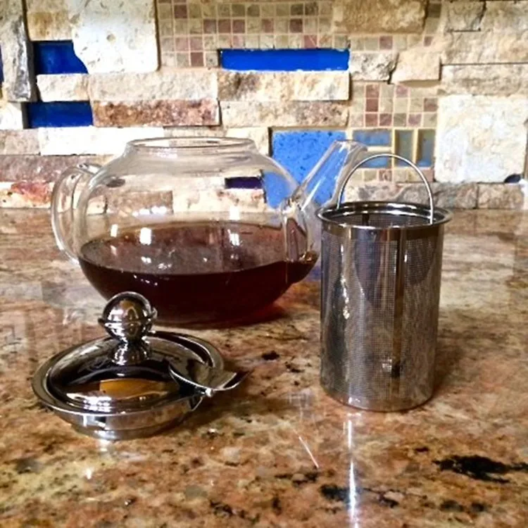 Glass Teapot Kettle with Stainless Steel Infuser Stovetop Safe Blooming and Loose Leaf Tea Large Capacity 1200ml 40oz