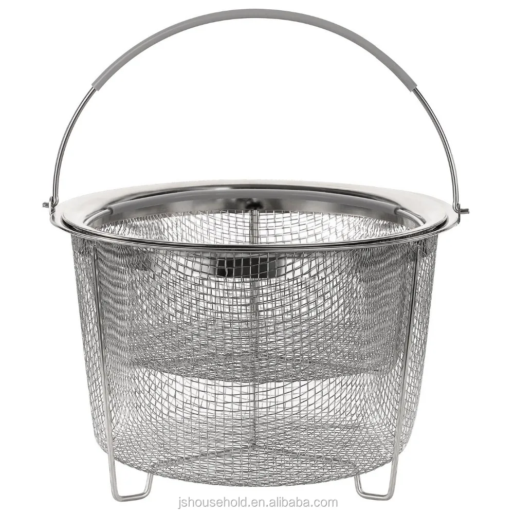 Steamer Basket for Pot Accessories 6/8 qt, 18/8 Stainless Steel Mesh Strainer Basket for Vegetables, Eggs JS-B002V