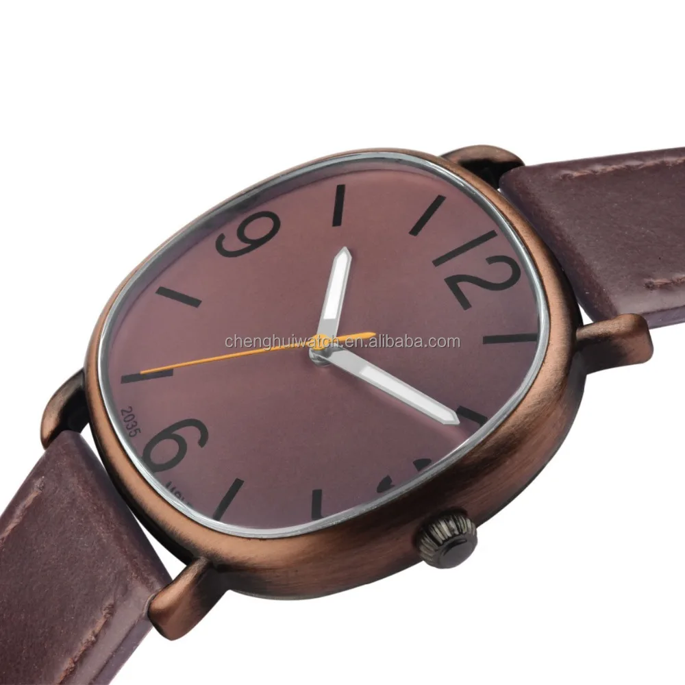 Fashion ultrathin leather watch design for men stainless steel case leather quartz watch alibaba express 2015