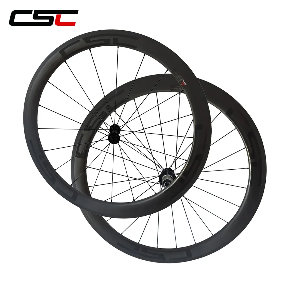 1290g Only CSC 50mm Tubular Carbon Fiber road bicycle wheels R13 hub Mac 424 Spokes