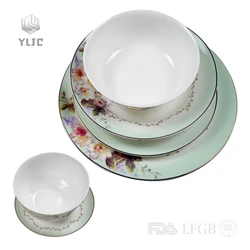 wholesale kitchenware porcelain turkish floral tableware  fine  bone china dinnerware sets