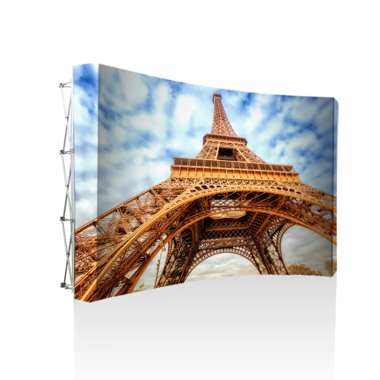 Portable Aluminum Pop up Exhibition Stand Curved Straight Backdrop Wall Display with Tension Fabric for Advertising Trade Shows