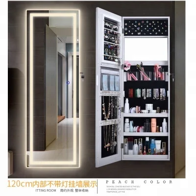 Bedroom wall mounted dressing floor standing LED rotating mirror jewelry cabinet over the door jewelry armoire mirror cabinet