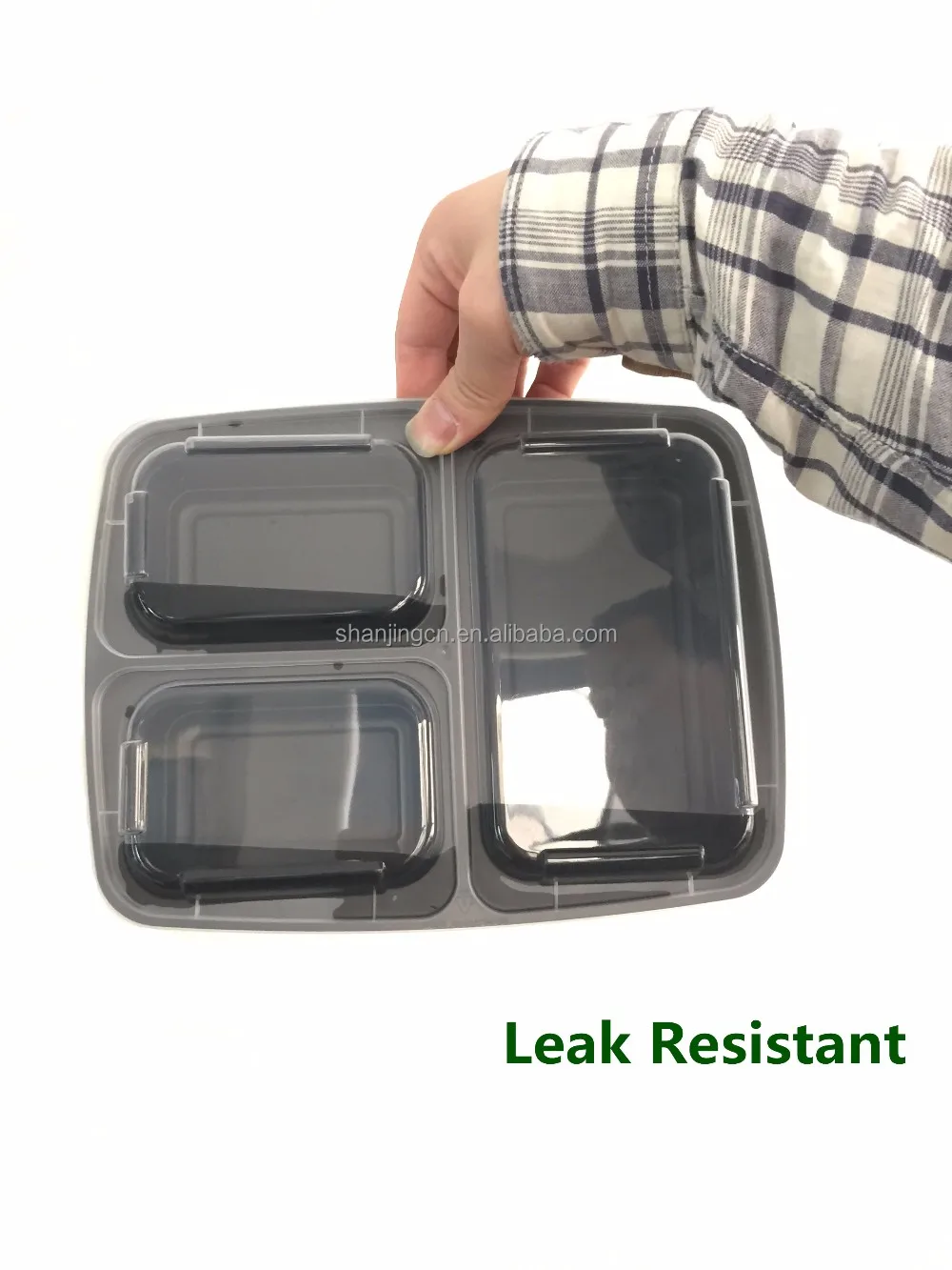 Plastic Food Packaging Containers, Kitchen Tableware  3 Compartment Food Container Storage Box With Lid
