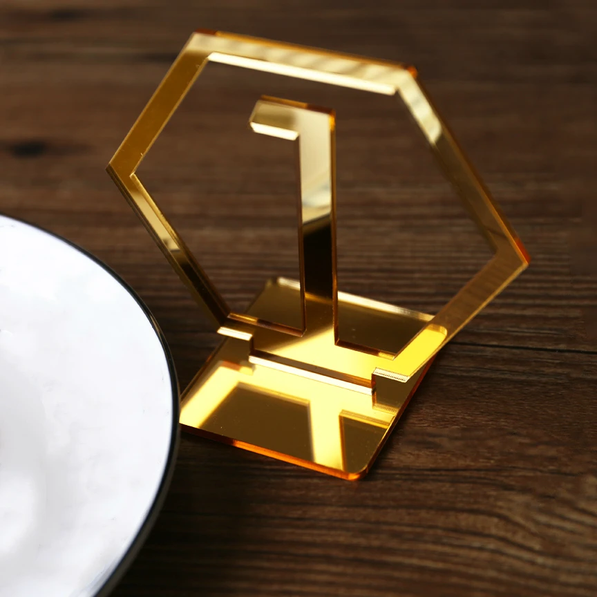 Geometric Acrylic Table Numbers Hexagon Wedding Reception numbers