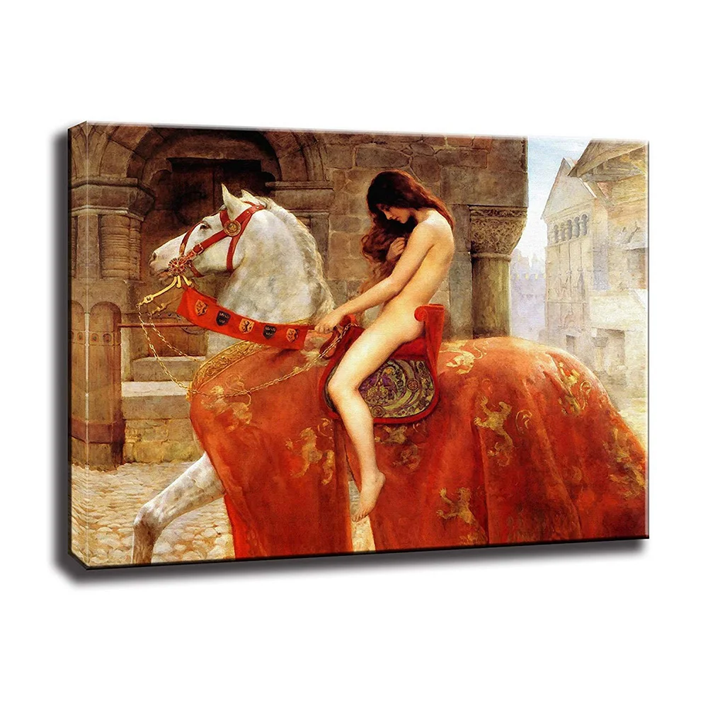 Amazon Hot Sales Women Wall Art Paintings on Canvas for Home Decoration Painting Decor Lady Godiva by John Collier 20x24 Inch