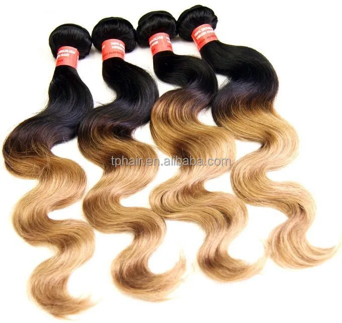 
Wholesale price factory Ombre human hair extension virgin brazilian hair Body Wave 1b27# 10