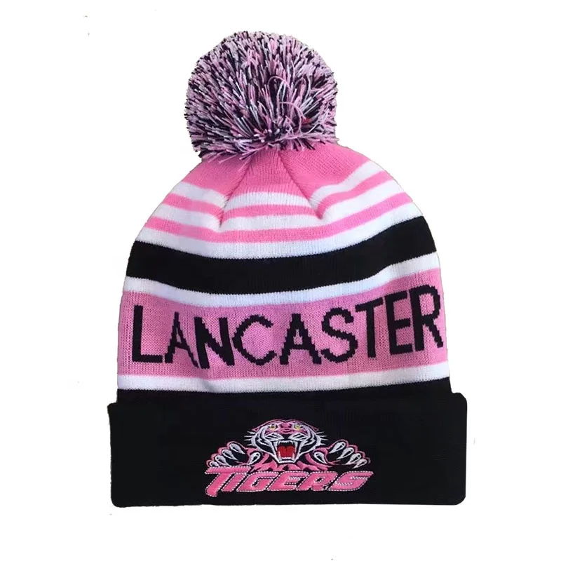 China Made Sports Jacquard Acrylic Unisex Custom Warm Winter Knitted Hats