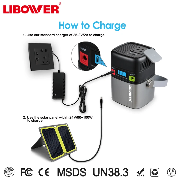 Libower New model 12v dc solar power station of 120W modified sine wave UPS power backup for home and office